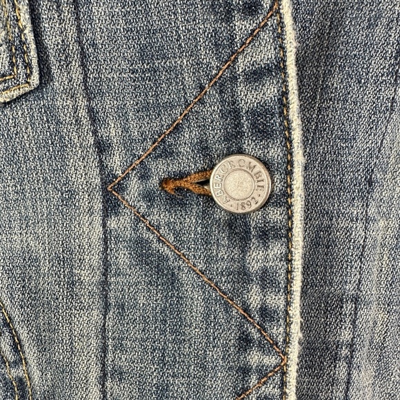 Vintage Abercrombie & Fitch Stone Washed Distressed Cropped Denim Y2K Jacket S - Picture 5 of 15